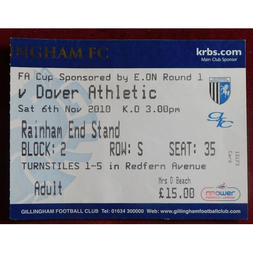 217 - Gillingham Football Club tickets (50+) good selection of homes, aways and friendly games 1998-2013. ... 