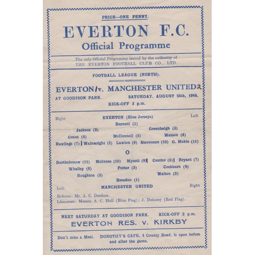 250 - Everton home single sheet programme v Manchester United Football League North from season 1944/45 (2... 