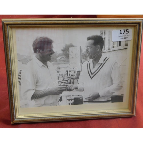 175 - Cricket - Framed photo of two Cricketers (black and white). Measures 25cm x 25cm. Framed and glazed,... 