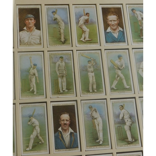 176 - Cricket - Wills 1928 Cigarette card set 50/50, framed and glazed with backs visible. Buyer collects