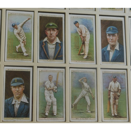 176 - Cricket - Wills 1928 Cigarette card set 50/50, framed and glazed with backs visible. Buyer collects