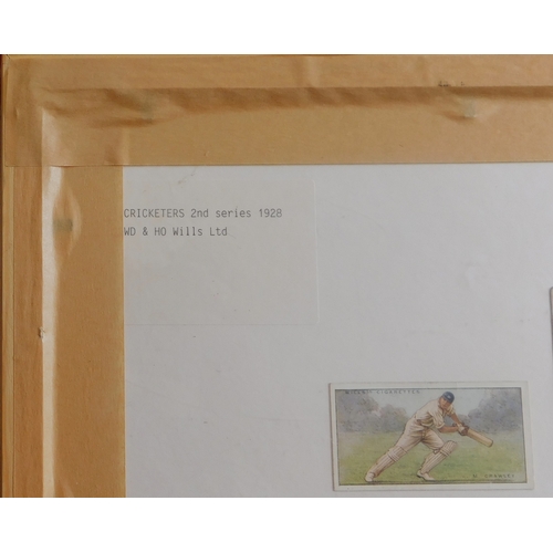 177 - Cricket - Wills 1928 Cigarette card set (2nd series) 50/50. Framed and glazed with backs visible. Bu... 