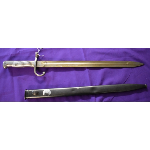 46 - Argentinian Mauser rifle bayonet model 1891. One side of the ricasso reads Modelo Argentino 1891, a ... 