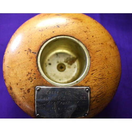 84 - A officers commemorative presentation piece made from wood with a silver placard attached and a Rons... 