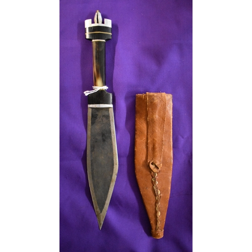 104 - African Tebu (Toubou) hand made steel dagger or throwing knife. Bone handle with brass and alloy fit... 