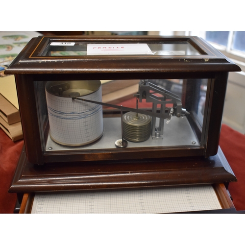 310 - Barometer - Vintage Barograph Barometer in wooden case, with extra barograph papers, case needs a li... 