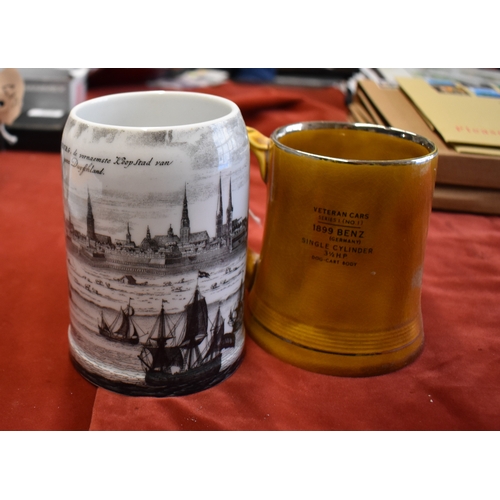 316 - Beer Mugs (2) - China mug (Wade) veteran cars motif, series 1-no1 1899 Benz - China mug picture Hamb... 