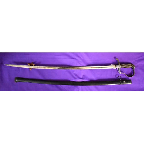 60 - German WWII Enlisted Ranks Artillery Sword, made by Carl Eickhorn, regimentally marked on the scabba... 