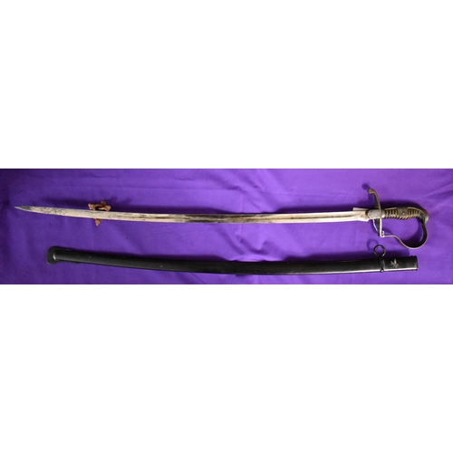 60 - German WWII Enlisted Ranks Artillery Sword, made by Carl Eickhorn, regimentally marked on the scabba... 