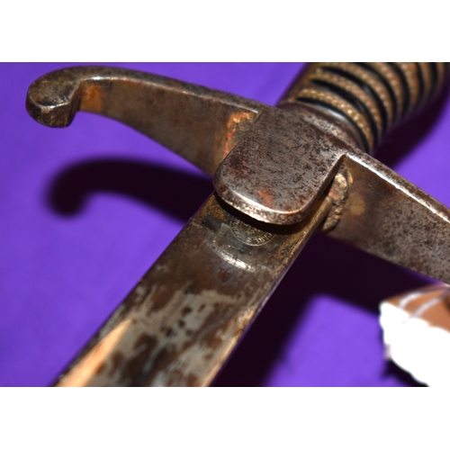 60 - German WWII Enlisted Ranks Artillery Sword, made by Carl Eickhorn, regimentally marked on the scabba... 