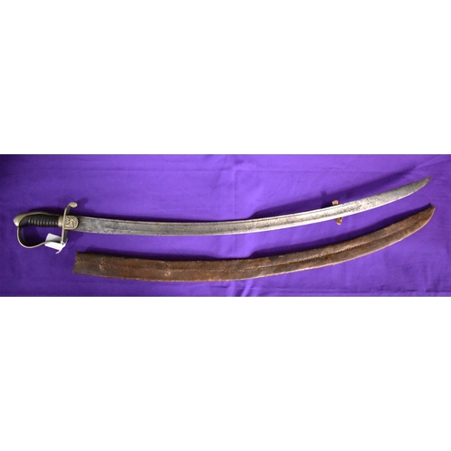 69 - Ethiopian 1930s era Army Officer's Sword of Emperor Haile Selassie, the curved steel blade etched wi... 