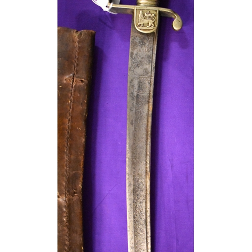 69 - Ethiopian 1930s era Army Officer's Sword of Emperor Haile Selassie, the curved steel blade etched wi... 