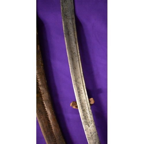 69 - Ethiopian 1930s era Army Officer's Sword of Emperor Haile Selassie, the curved steel blade etched wi... 