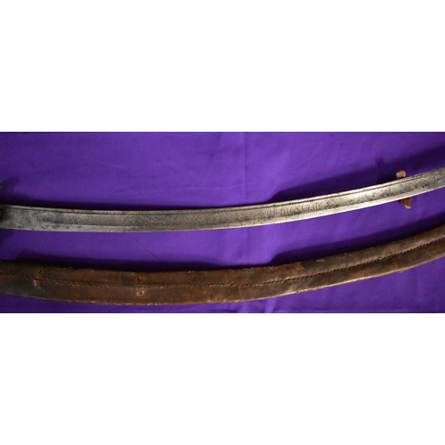 69 - Ethiopian 1930s era Army Officer's Sword of Emperor Haile Selassie, the curved steel blade etched wi... 