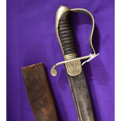 69 - Ethiopian 1930s era Army Officer's Sword of Emperor Haile Selassie, the curved steel blade etched wi... 