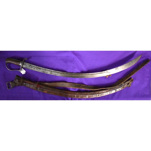 70 - A 19th century Ethiopian/ Abyssinian style Native African made Heavy Cavalry sabre, The leather scab... 