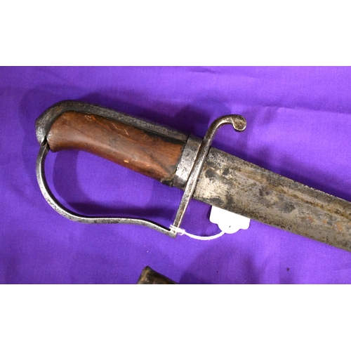 70 - A 19th century Ethiopian/ Abyssinian style Native African made Heavy Cavalry sabre, The leather scab... 