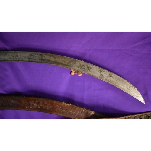 70 - A 19th century Ethiopian/ Abyssinian style Native African made Heavy Cavalry sabre, The leather scab... 