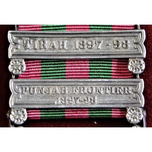 9 - British India Medal with 'Punjab Frontier 1897-98' and 'Tirah 1897-98' clasps to Sgt. G. Wales. 2nd ... 