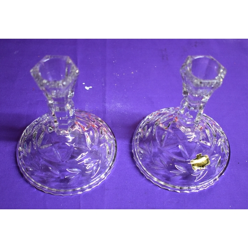 492 - Glass - (2) Crystal Candle Sticks