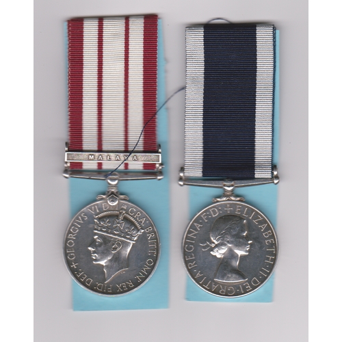 22 - British Royal Navy pair with Naval General Service Medal (GeoVI variant) with Malaya clasp and Royal... 