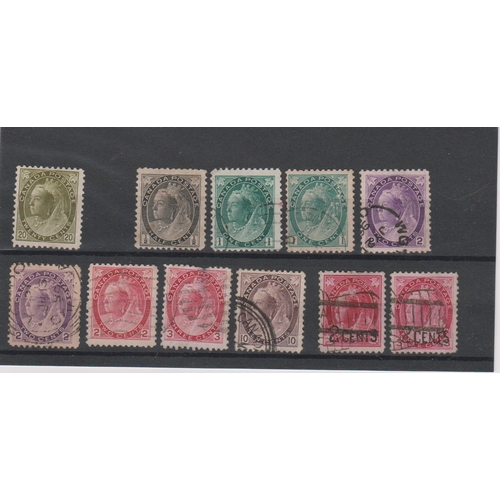 106 - Canada 1898-1902 - Queen Victoria - SG165 m/m 20c olive green, SG150 - 156 used, SG171-172 used surc... 