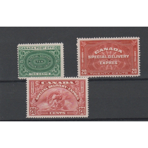 110 - Canada 1913-35 - Special Delivery - SG52 m/m 10c deep green, SG56 m/m 20c brown red, SG58 m/m 20c sc... 