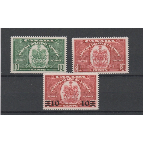 126 - Canada 1938-39 - Special Delivery - SG59 m/m 10c green, SG510 m/m 20c scarlet, SG511 m/m 10c on 20c,... 