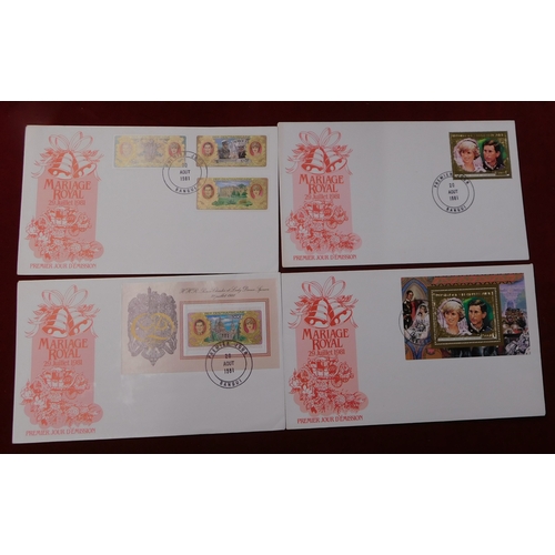 134 - Central African Republic 1981-83  Royal Wedding group of (4) unaddressed FDC, cancelled Bangui on: -... 