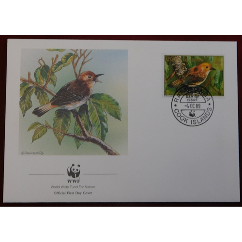155 - Cook Isands 1989 - Set of (4) Illustrated Endangered Birds of the Cook Islands WWF FDCs, unaddressed... 