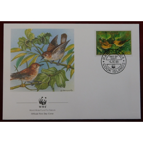 155 - Cook Isands 1989 - Set of (4) Illustrated Endangered Birds of the Cook Islands WWF FDCs, unaddressed... 