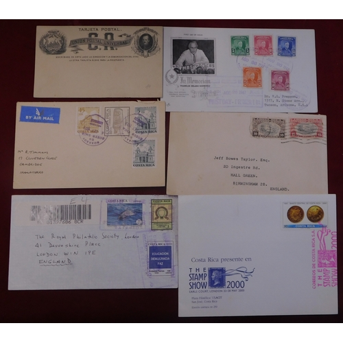 160 - Costa Rica small assortment of covers and early GPO Stationery card (mint) and 1947 Roosevelt set on... 