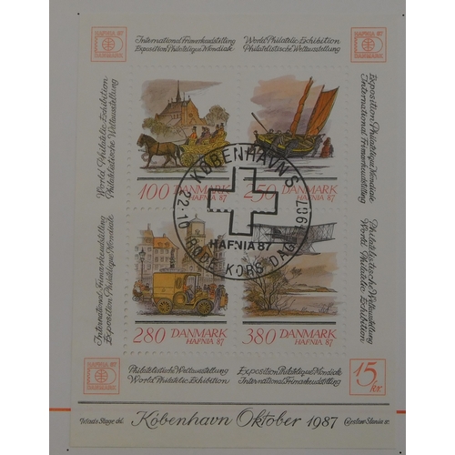 171 - Denmark 1987 - Hafnia '87 Int Stamp Exhibition Group, menu card with used SGMS817 attached cancelled... 