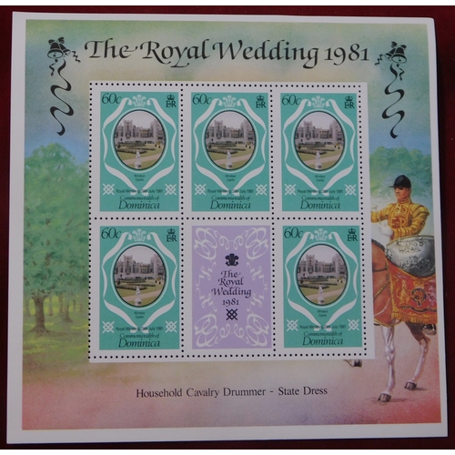177 - Dominica 1981 - Royal Wedding SG747-749 u/m set, SG470 u/m miniature sheet, SG747-749 u/m set in 3x5... 