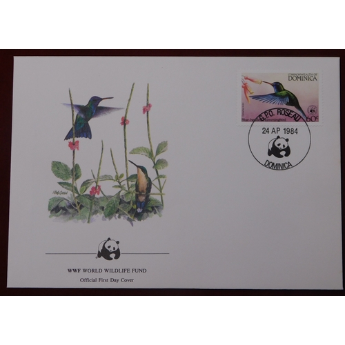 179 - Dominica 1984 - Set of (4) unaddressed Illustrated WWF Birds FDC's cancelled 24.4.84 on SG870-873