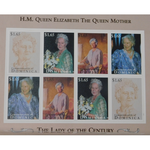 180 - Dominica 1995-99 - Queen Mother. lady of the Century souvenir sheet, Scott 1794, Queen Mother gold f... 