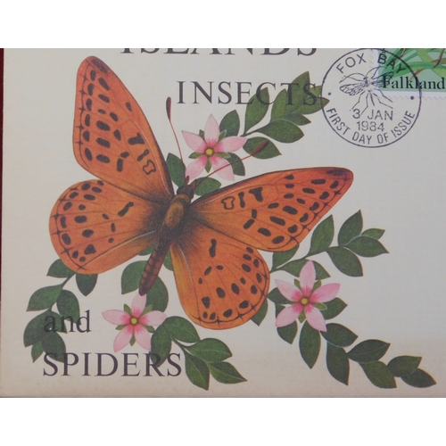 194 - Falkland Islands 1984 - 2x unaddressed FDCs from the insects and spiders issue cancelled 3.1.84 Fox ... 