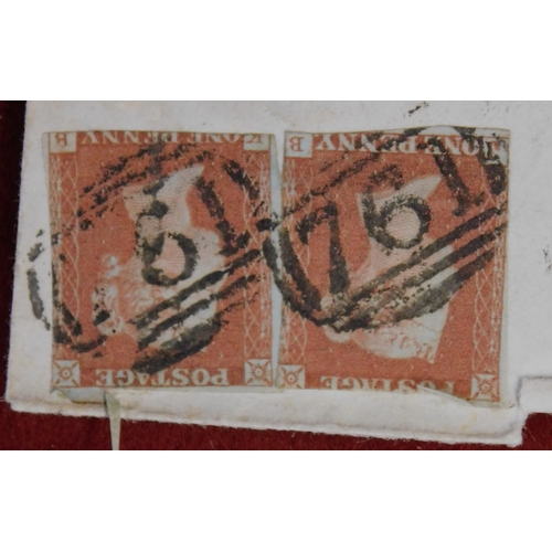 32 - 1848 - Envelope posted to London cancelled with oval numeral cancels on 2x SG8 1d stamps, back cance... 