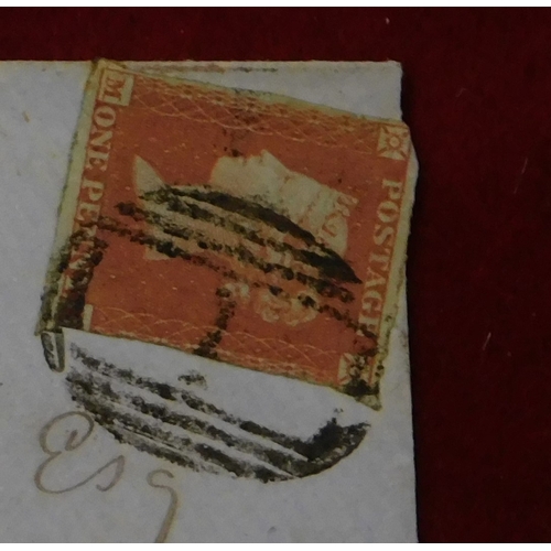 36 - 1853 - Envelope posted to Crickhowell, cancelled with Abercavenny town numeral strike on SG8 1d red,... 