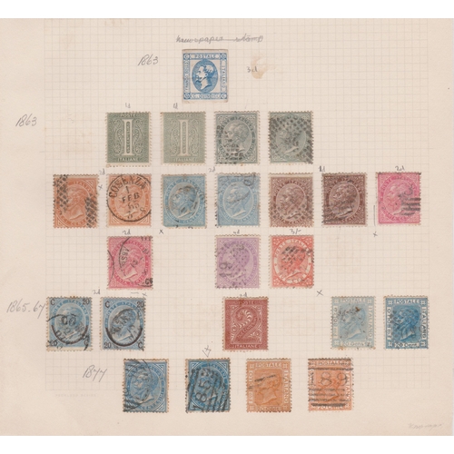 401 - Italy 1863 - 1890 - Collection of u/m and used on 2 pages, good 1863 and 1879 definitives runs, cat ... 