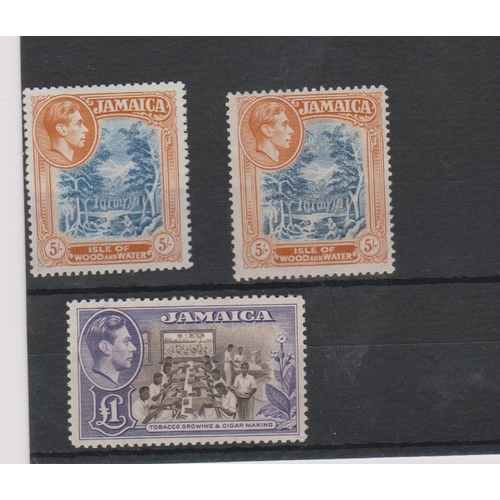 409 - Jamaica 1938 - 52 - SG132 u/m 5s, SG132ba u/m 5s, SG133a m/m £1, cat value £90