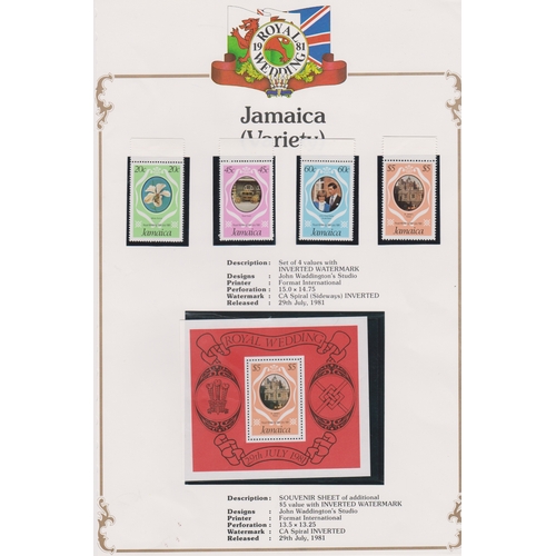 415 - Jamaica 1981 - Royal Wedding inverted watermark u/m set of SG516-519 and u/m miniature sheet SGMS520
