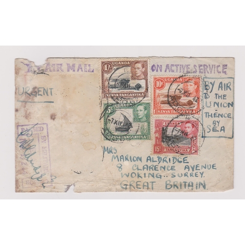 438 - Kenya,Uganda and Tanganyika 1942 - Envelope stamped On Active Service by airmail and captained urgen... 