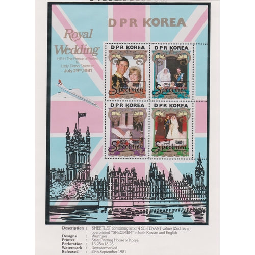 442 - North Korea 1981 - Royal Wedding 2nd issue SG N2120-N2123 optd specimen u/m set sheetlet SGMSN2124 o... 