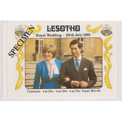 454 - Lesotho 1981 -  Royal Wedding souivenir stamp booklet with (4) imperf panes over printed specimen