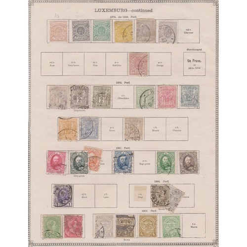 457 - Luxemburg 1874-1914 - Old time album page of (36) m/m and used stamps, cat value £210.25