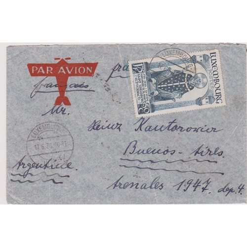 458 - Luxemburg 1938 - Airmail envelope posted to Argentina via Paris, cancelled 17.6.38 Luxemburg on SG36... 
