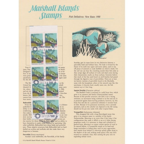 477 - Marshall Islands 1988-89 - Fish definitive booklet panes, cancelled 1st day of issue, 10xSG150 15c s... 
