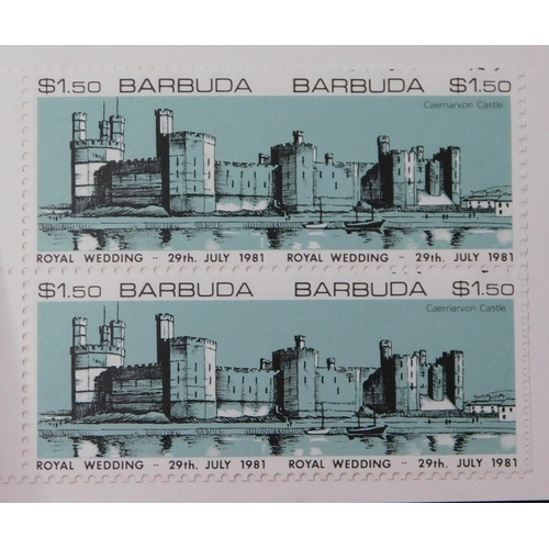 48 - Barbuda 1981 - Royal Wedding 2nd issue, SG572-574 u/m set, SG572-574 u/m colour variation sheetlets ... 