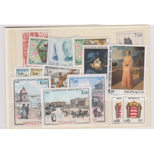 480 - Monaco 1982-1991 - Monaco Post Folder containing 16 u/m stamps includes some pre cancels and p/dues,... 